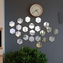 15 pcs de miroir hexagonal de décoration argenté 