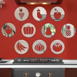 Pack 10 pcs décoration cuisine en argenté 