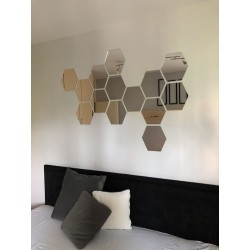 10 pcs de miroir hexagonal de décoration argenté