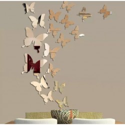 20 pièces papillon de décoration - miroir Argenté