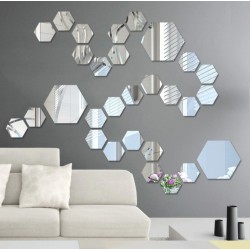 29 pcs de miroir hexagonal de décoration argenté