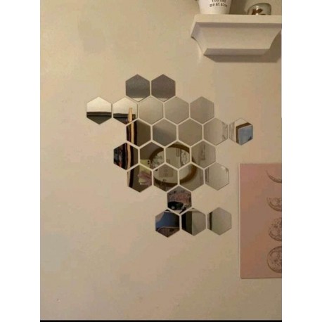 15 pcs de miroir hexagonal de décoration argenté 10*11.5