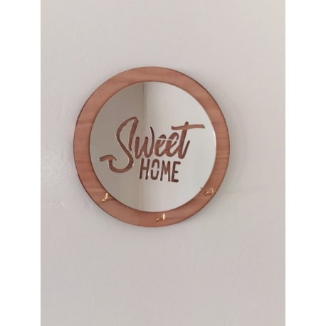 Porte clés murale - sweet home miroir Argenté 4C