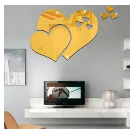 MIROIR LOVE HEARTS WALL doré