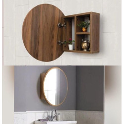 Miroir rond avec meuble 2 en 1