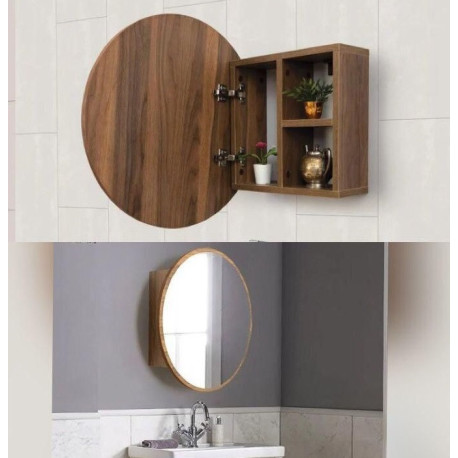 Miroir rond avec meuble 2 en 1